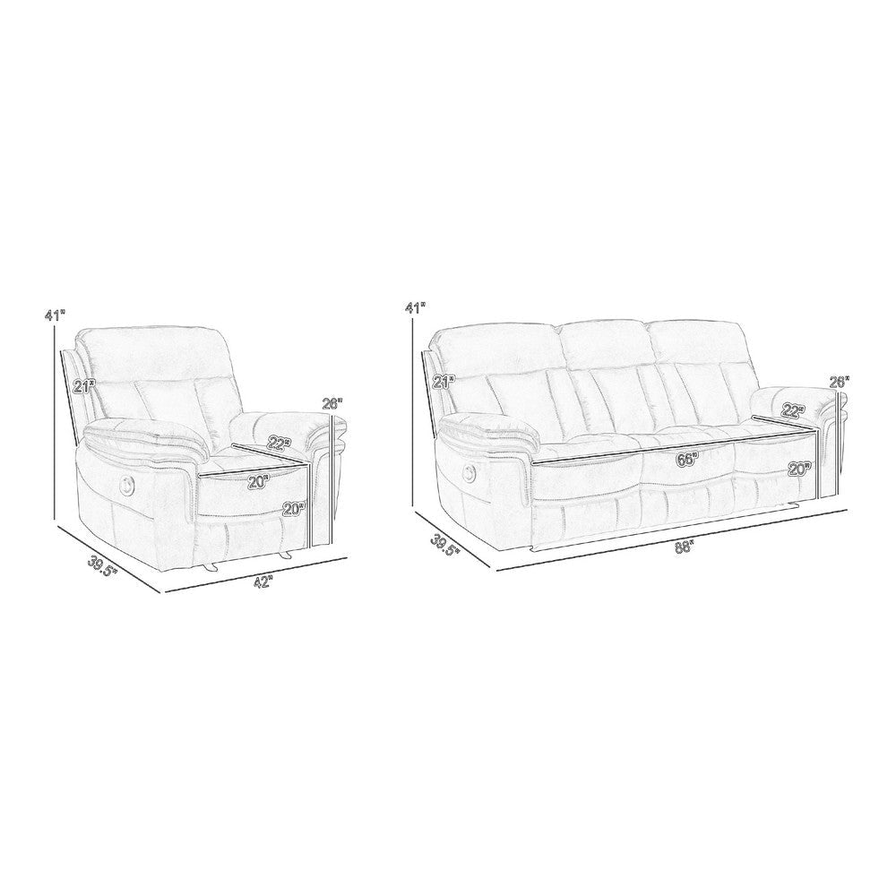 Esy 2pc Power Reclining Chair and Sofa Set | Dark Gray Polyester BM338985