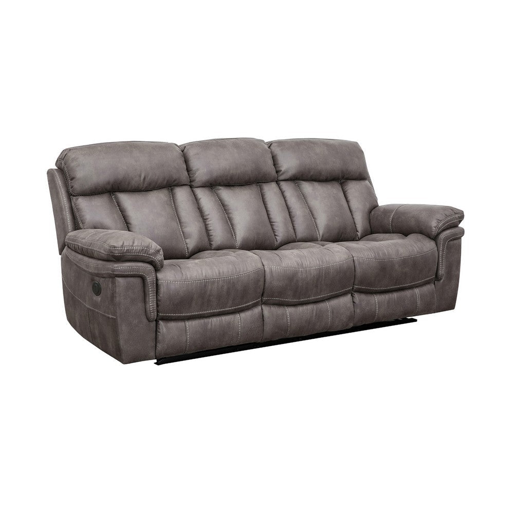 Esy 3pc Power Reclining Living Room Sofa Loveseat & Chair Set | Dark Gray Polyester BM338986