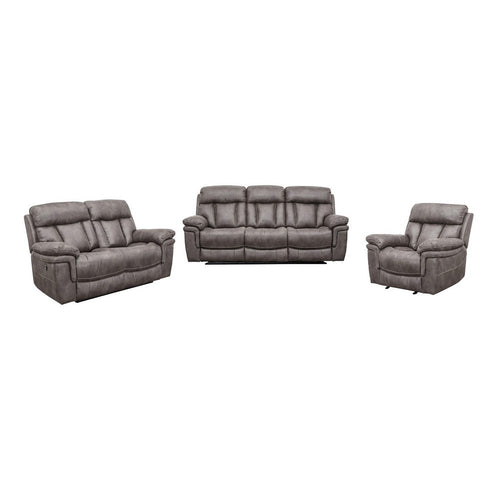 Esy 3pc Power Reclining Living Room Sofa Loveseat & Chair Set | Dark Gray Polyester
