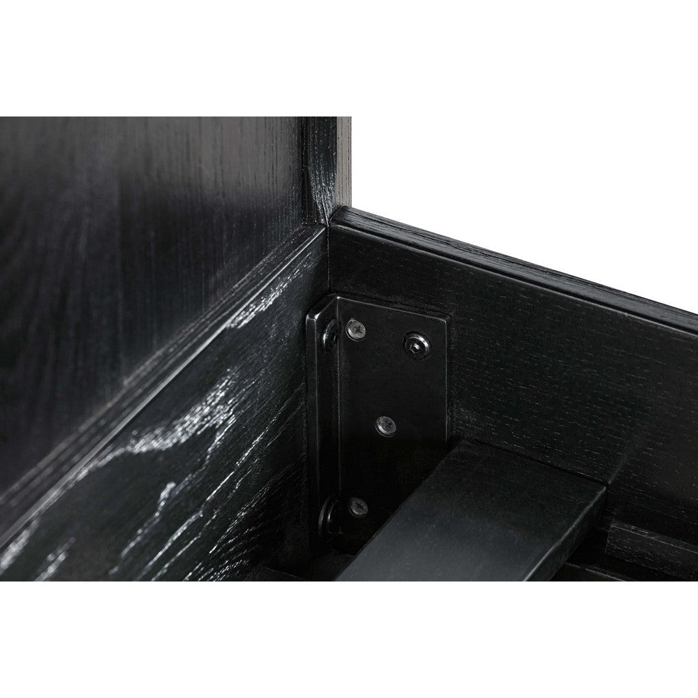 Deona 3pc Queen Size Bedroom Set with 2 Nightstands | Brushed Black Oak Wood