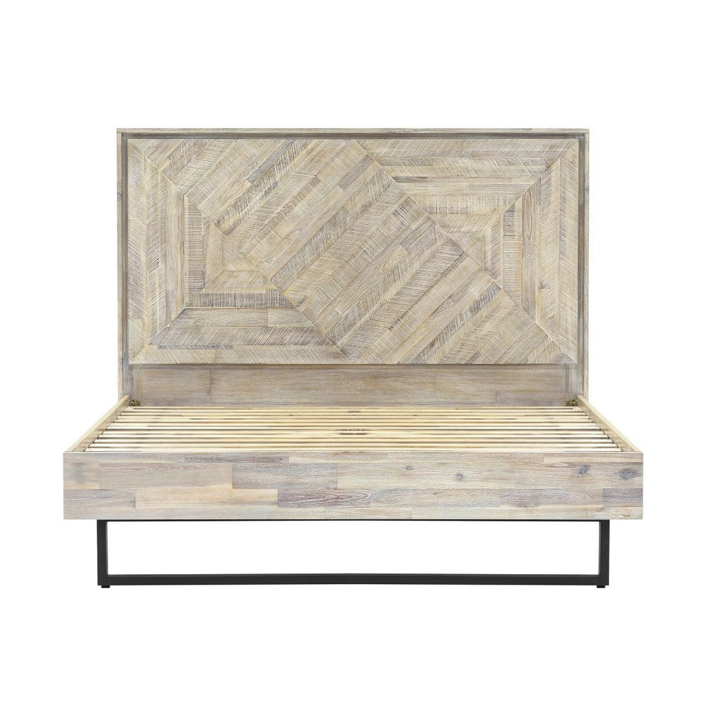 Rexi 3pc King Bedroom Set w 2 Nightstands | Natural Brown Acacia Wood Pattern BM338994