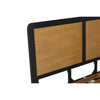 Theo 3pc Queen Bed Set w Rattan Headboard | 1 Nightstands | Black Acacia Wood BM338996