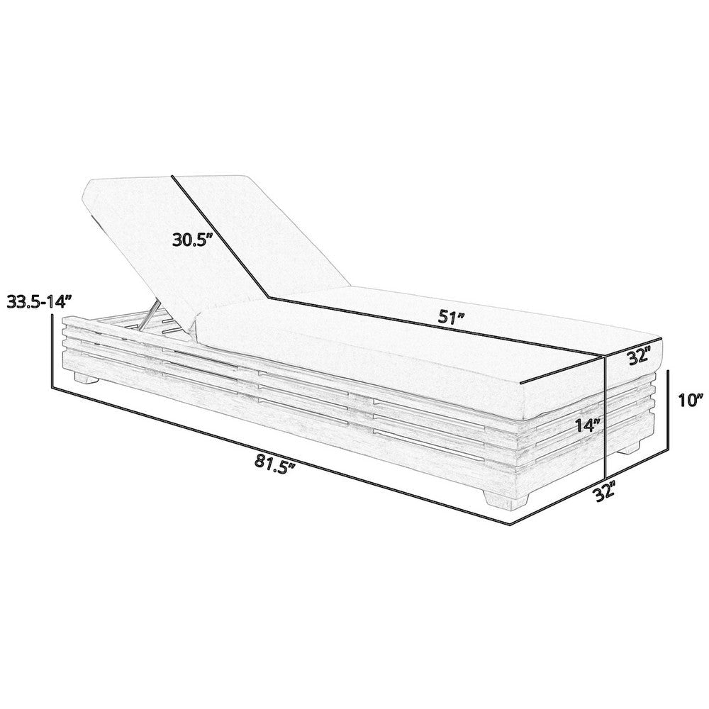 Hida Chaise Lounge Chair | Gray Eucalyptus | Olefin Cushions | 82’’ BM339003