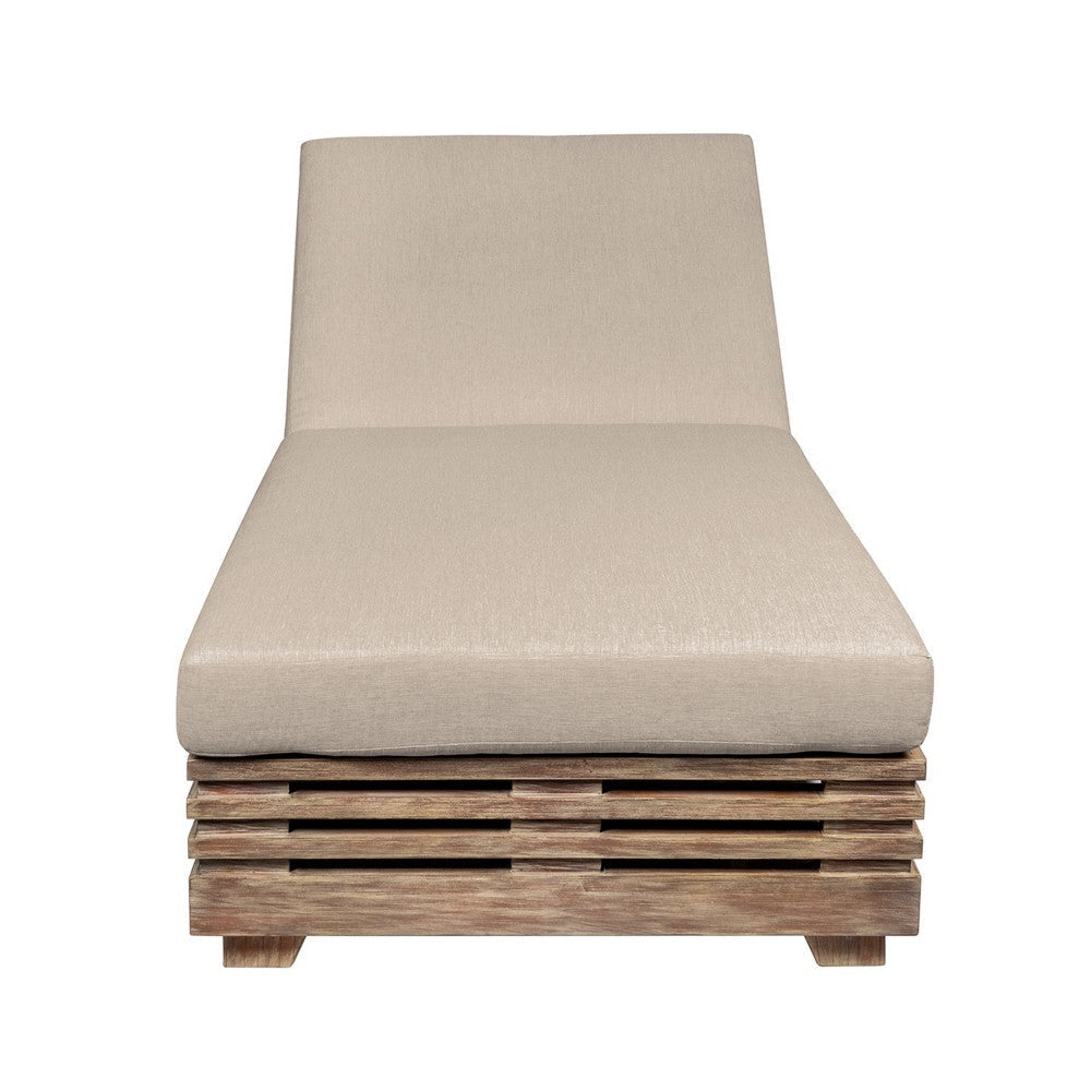 Hida Chaise Lounge Chair | Brown Eucalyptus Wood | Taupe Olefin | 82’’ BM339004