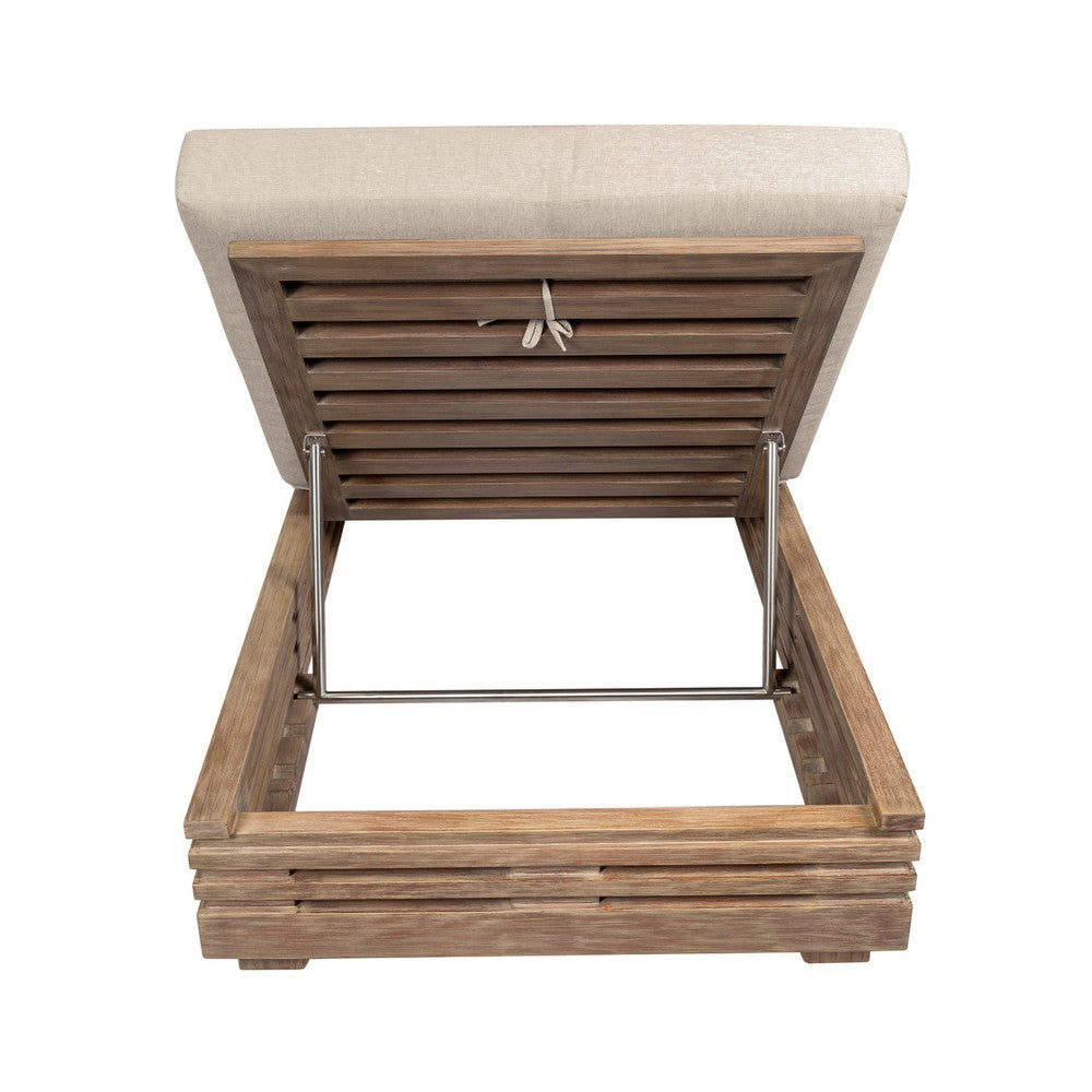 Hida Chaise Lounge Chair | Brown Eucalyptus Wood | Taupe Olefin | 82’’ BM339004