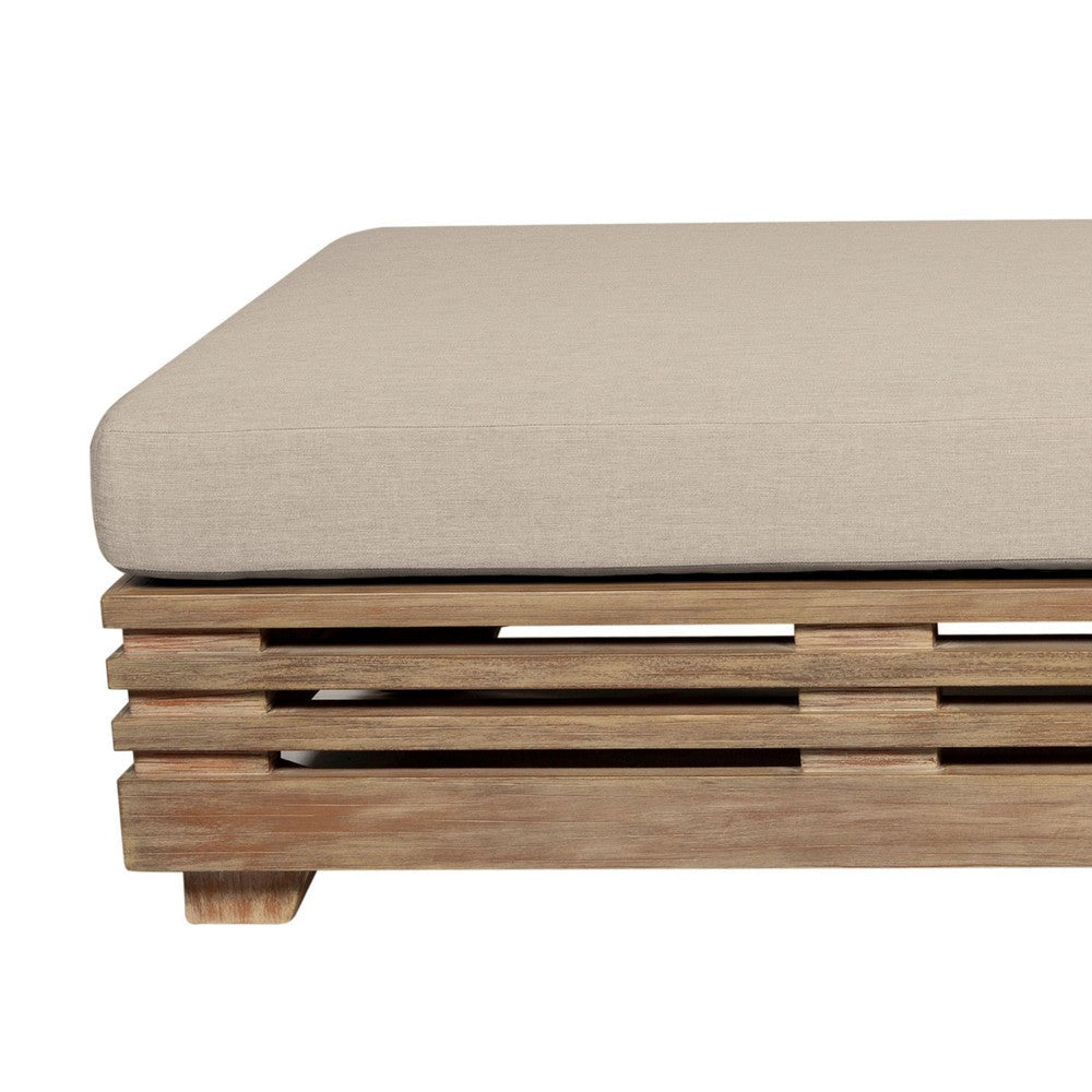 Hida Chaise Lounge Chair | Brown Eucalyptus Wood | Taupe Olefin | 82’’ BM339004