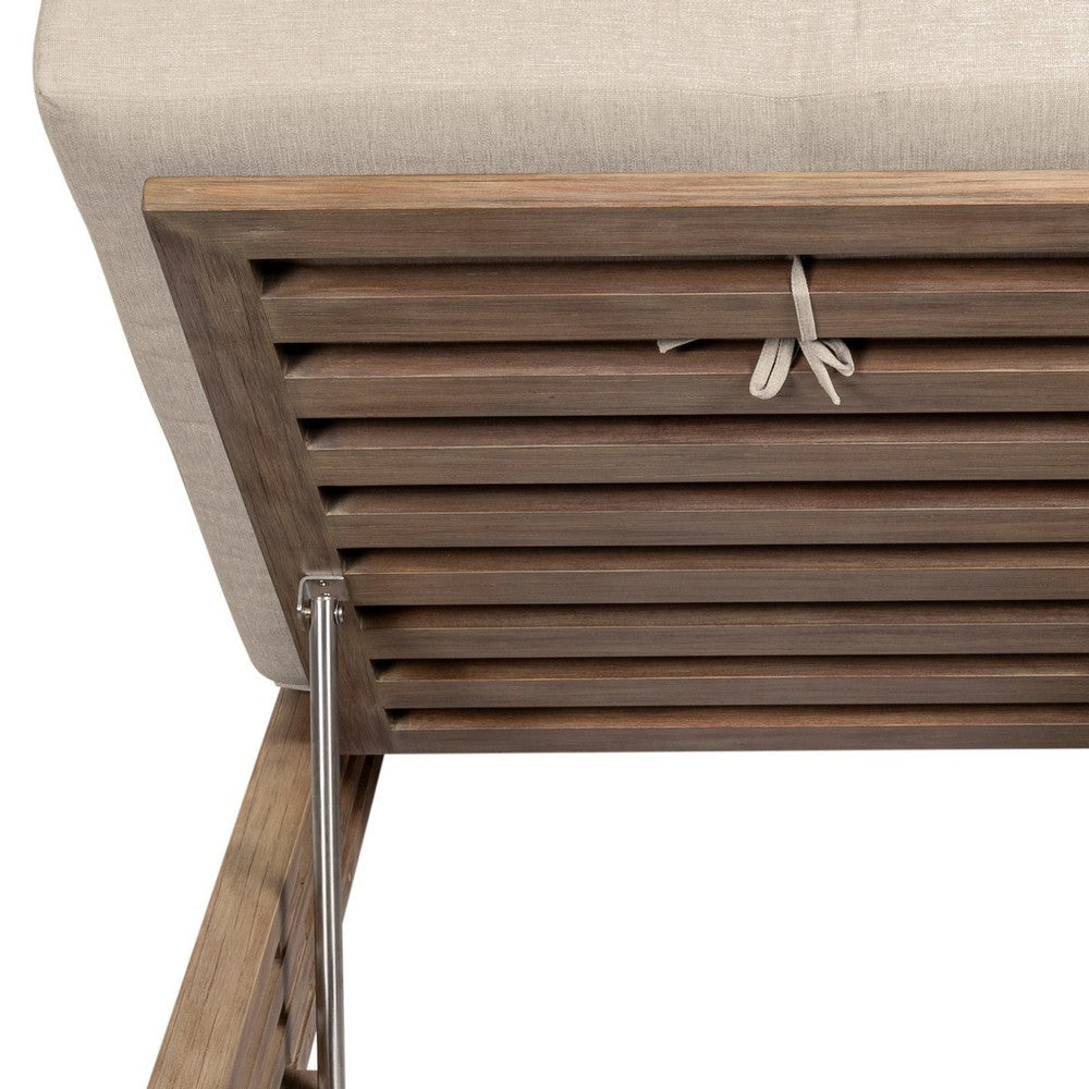 Hida Chaise Lounge Chair | Brown Eucalyptus Wood | Taupe Olefin | 82’’ BM339004