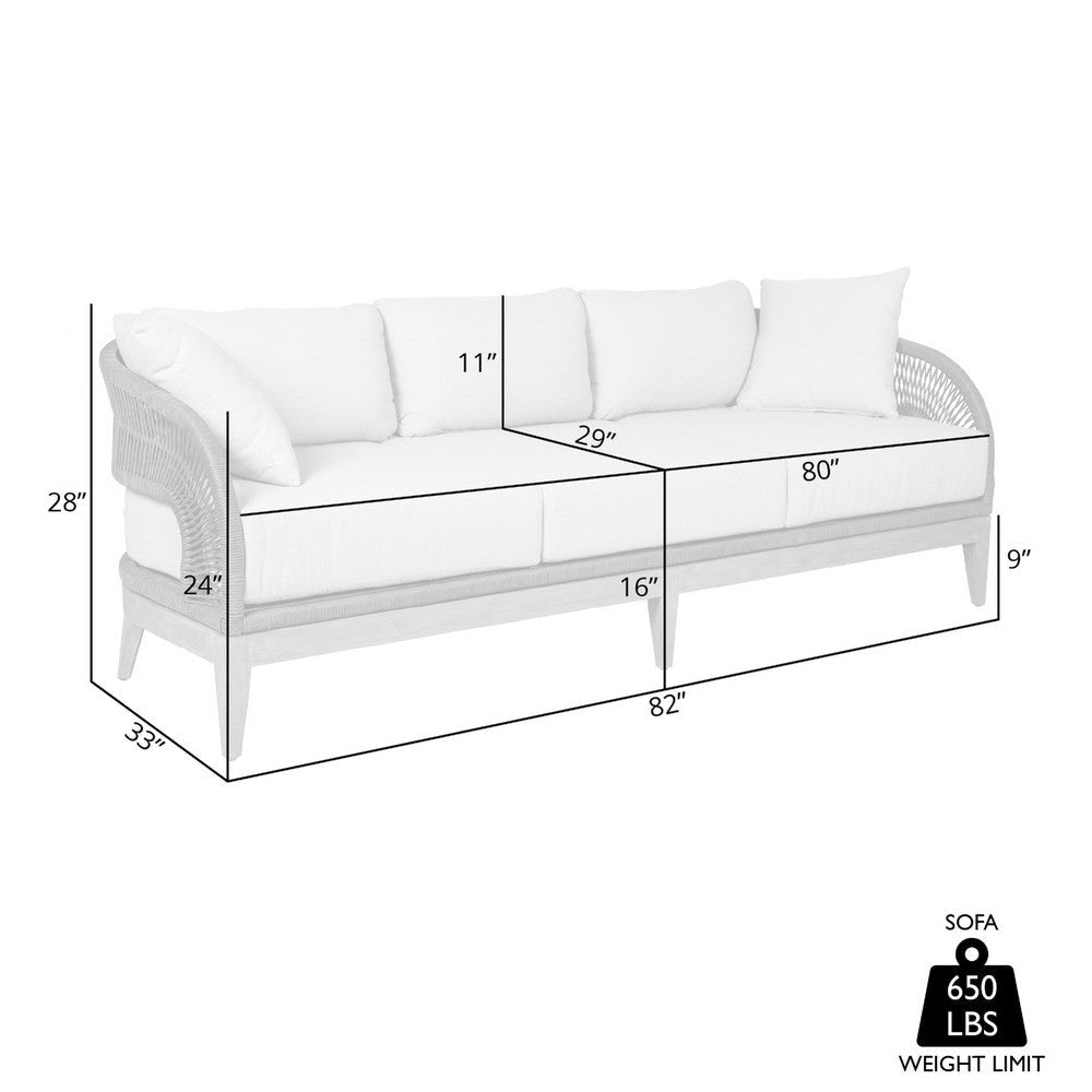 Kimi Outdoor Patio Sofa | Brown Wood | Gray Rope | Taupe Olefin | 82’’ BM339005