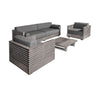 Hida 4pc Patio Set | Coffee Table | Sofa & Chairs | Gray Wood & Taupe Olefin BM339008