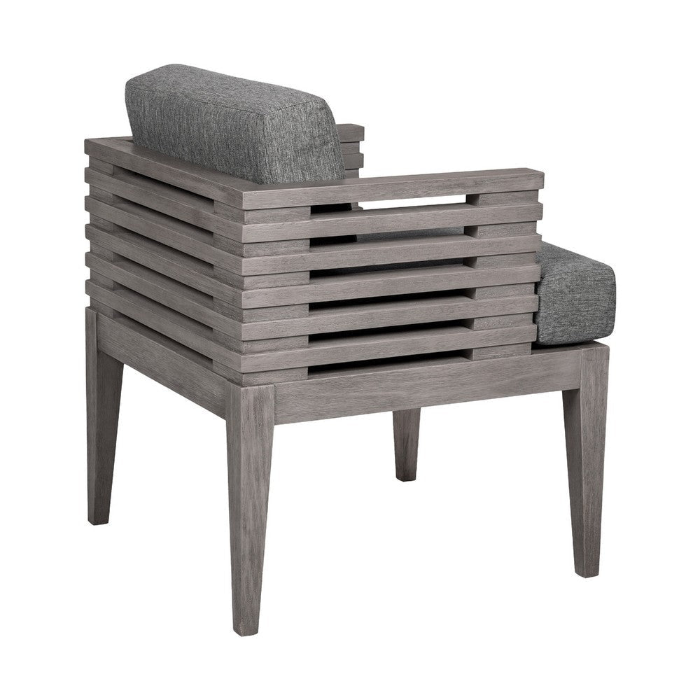 Hida 5pc Outdoor Dining Table Set | 4 Chairs | Gray Wood | Olefin Cushions BM339010