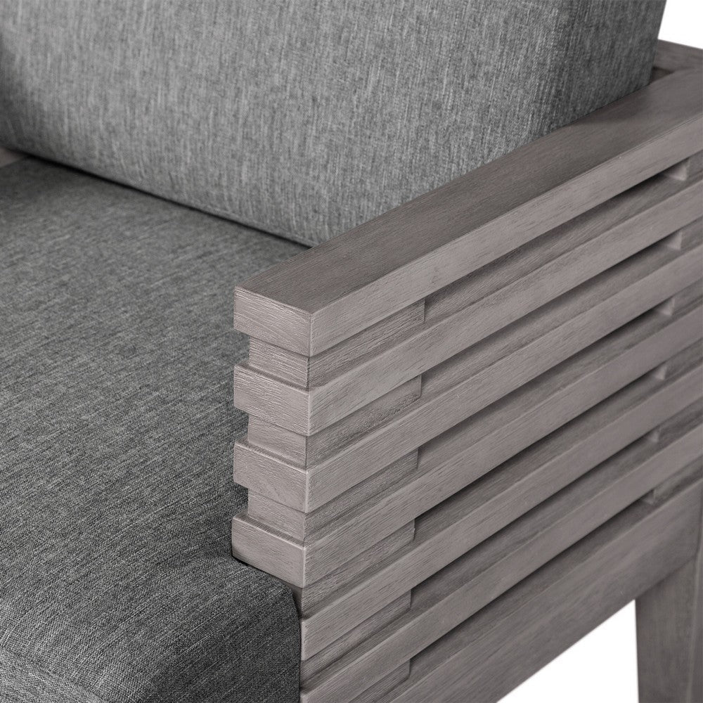 Hida 5pc Outdoor Dining Table Set | 4 Chairs | Gray Wood | Olefin Cushions BM339010