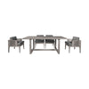 Hida 5pc Outdoor Dining Table Set | 4 Chairs | Gray Wood | Olefin Cushions