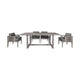 Hida 5pc Outdoor Dining Table Set | 4 Chairs | Gray Wood | Olefin Cushions
