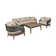 Kimi Outdoor 4pc Set | Sofa Chairs & Coffee Table | Brown Wood | Taupe Olefin BM339011