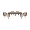 Kimi 5pc Patio Dining Table & 4 Chairs Set | Brown Wood | Gray Rope | Taupe Olefin BM339012