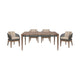 Kimi 5pc Patio Dining Table & 4 Chairs Set | Brown Wood | Gray Rope | Taupe Olefin BM339012