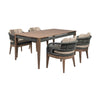 Kimi 5pc Patio Dining Table & 4 Chairs Set | Brown Wood | Gray Rope | Taupe Olefin