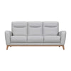 Reysa Sofa | Soft Dove Gray Leather Cushions | Brown Wood | 83"