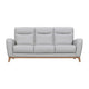 Reysa Sofa | Soft Dove Gray Leather Cushions | Brown Wood | 83"