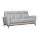 Reysa Sofa | Soft Dove Gray Leather Cushions | Brown Wood | 83’’ BM339013