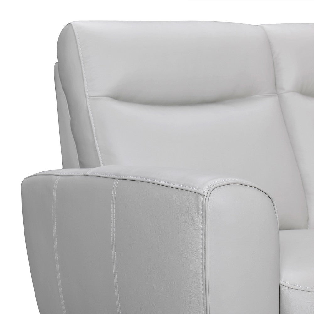 Reysa Sofa | Soft Dove Gray Leather Cushions | Brown Wood | 83’’ BM339013