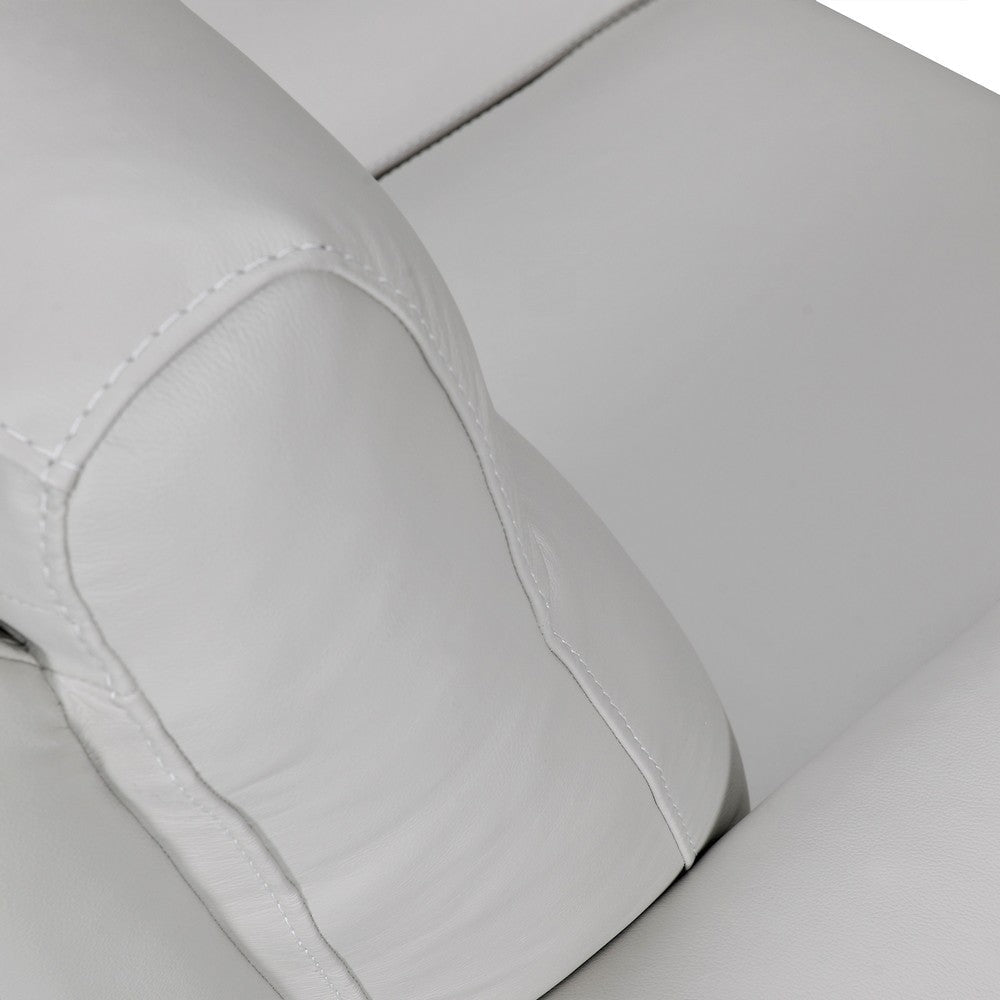 Reysa Sofa | Soft Dove Gray Leather Cushions | Brown Wood | 83’’ BM339013