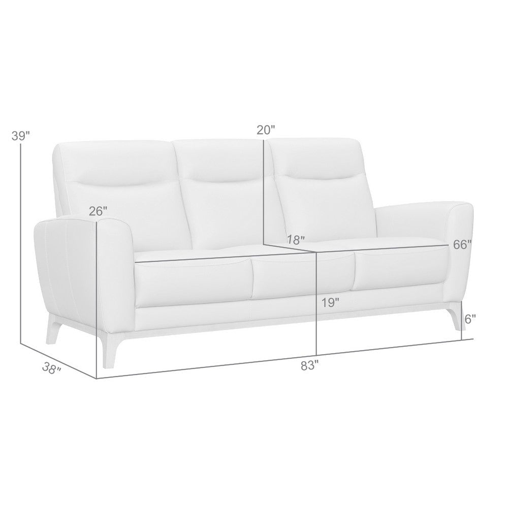 Reysa Sofa | Soft Dove Gray Leather Cushions | Brown Wood | 83’’ BM339013