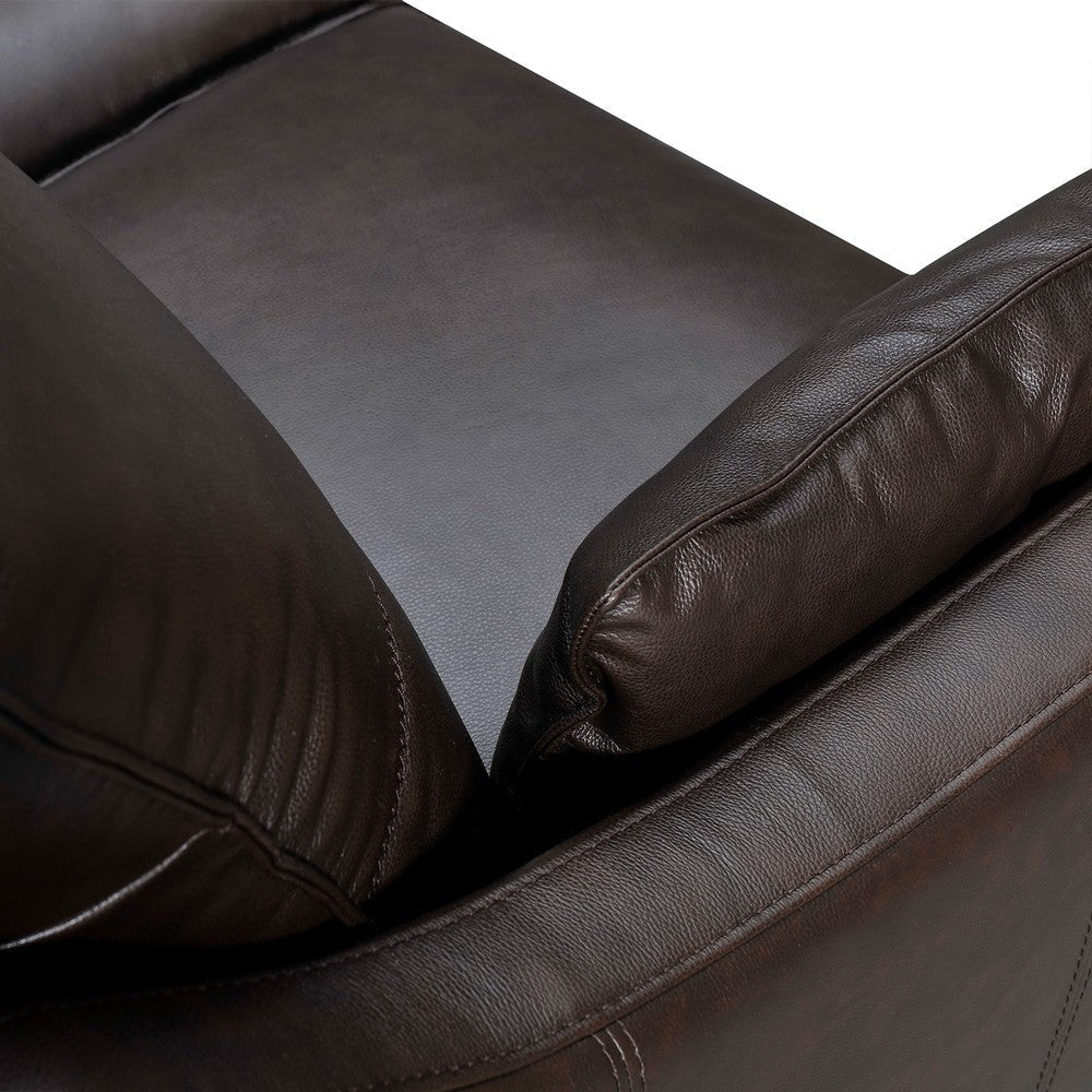 Neila Sofa | Soft Dark Brown Leather Cushions | Light Brown Wood | 87’’ BM339014