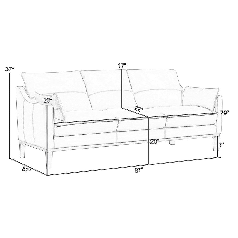 Neila Sofa | Soft Dark Brown Leather Cushions | Light Brown Wood | 87’’ BM339014