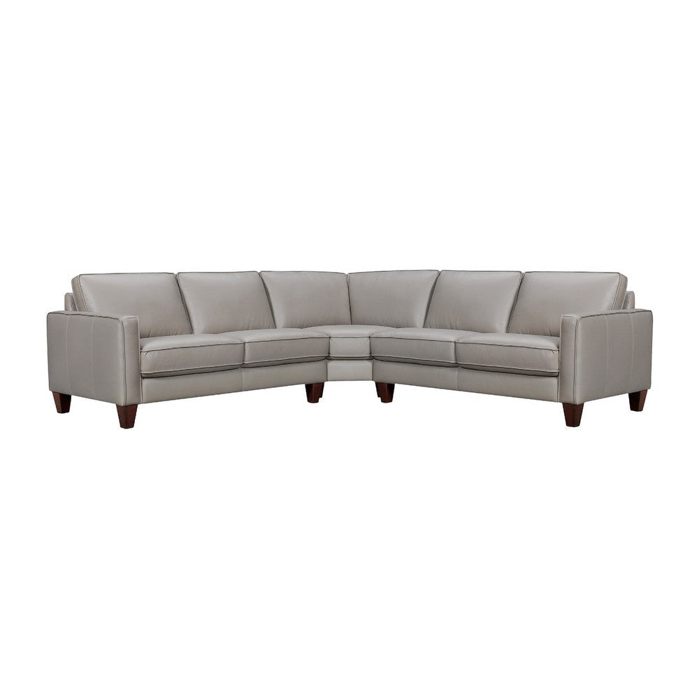 Jeyn 3pc Sectional L Sofa | Greige Leather | Foam Cushions | 99"