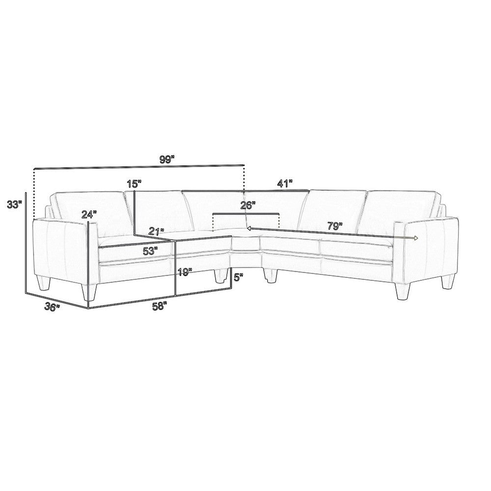 Jeyn 3pc Sectional L Sofa | Greige Leather | Foam Cushions | 99’’ BM339015