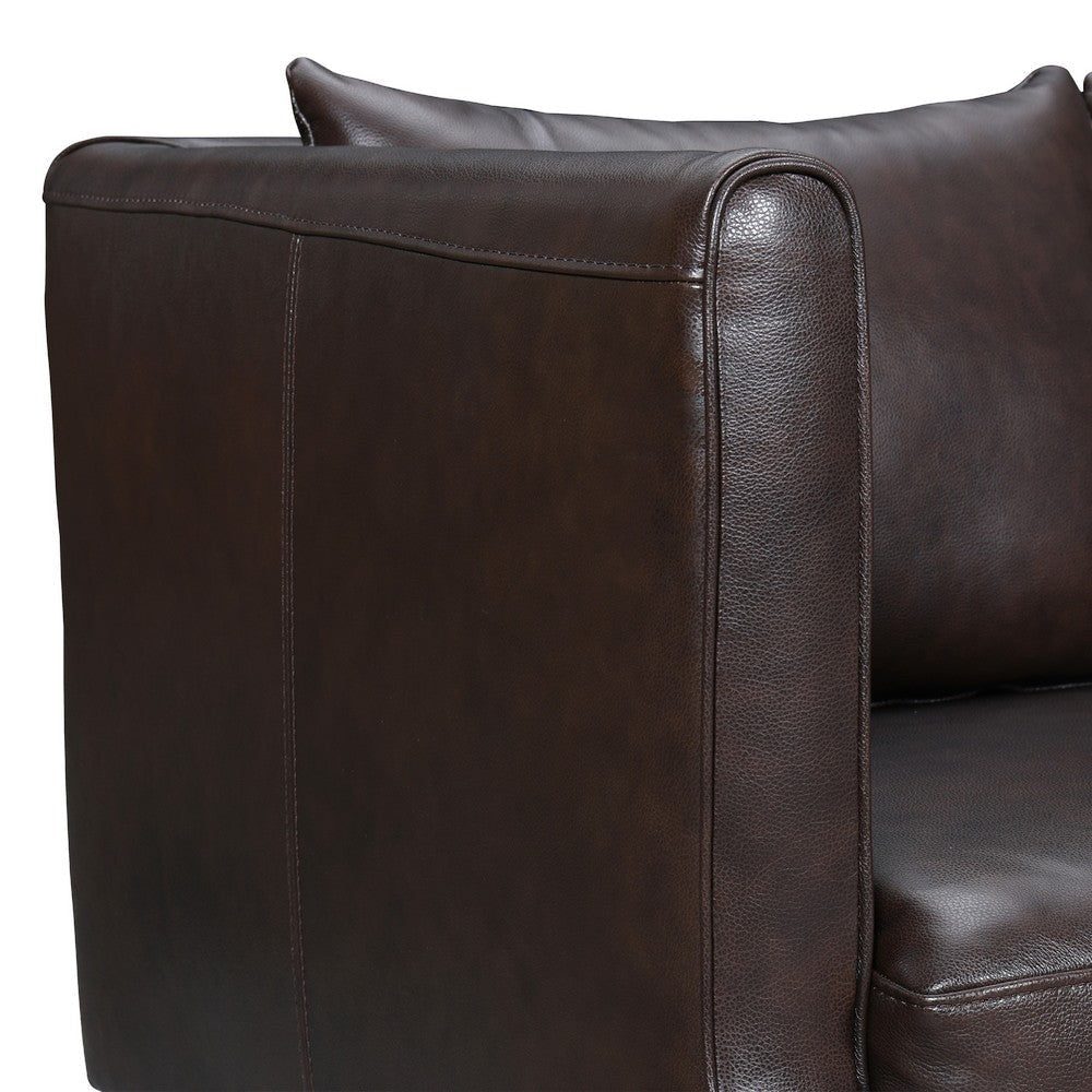 Venna Sofa | Dark Brown Leather | Light Brown Wood Legs | 85’’ BM339016
