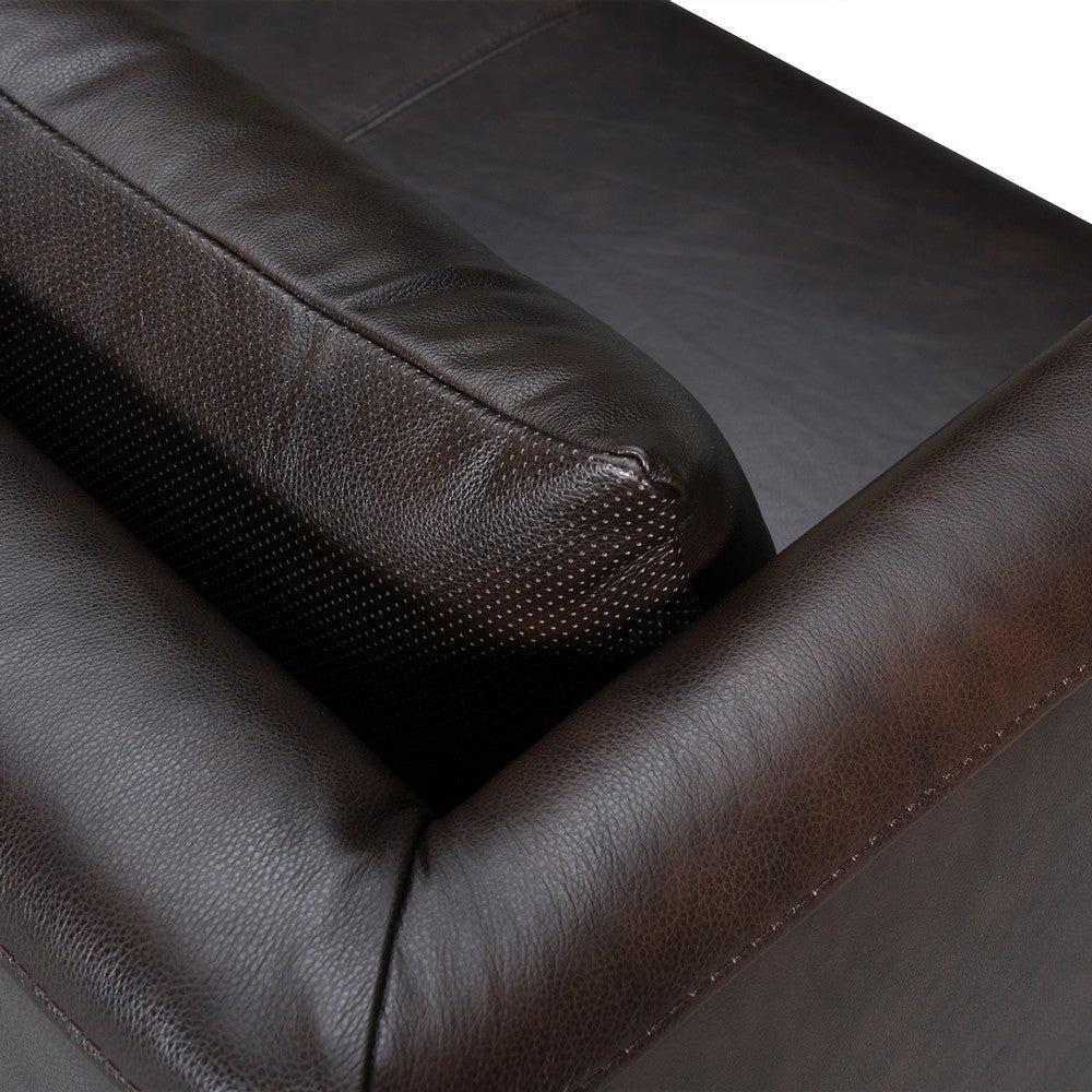 Venna Sofa | Dark Brown Leather | Light Brown Wood Legs | 85’’ BM339016