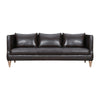 Venna Sofa | Dark Brown Leather | Light Brown Wood Legs | 85"
