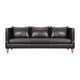 Venna Sofa | Dark Brown Leather | Light Brown Wood Legs | 85"
