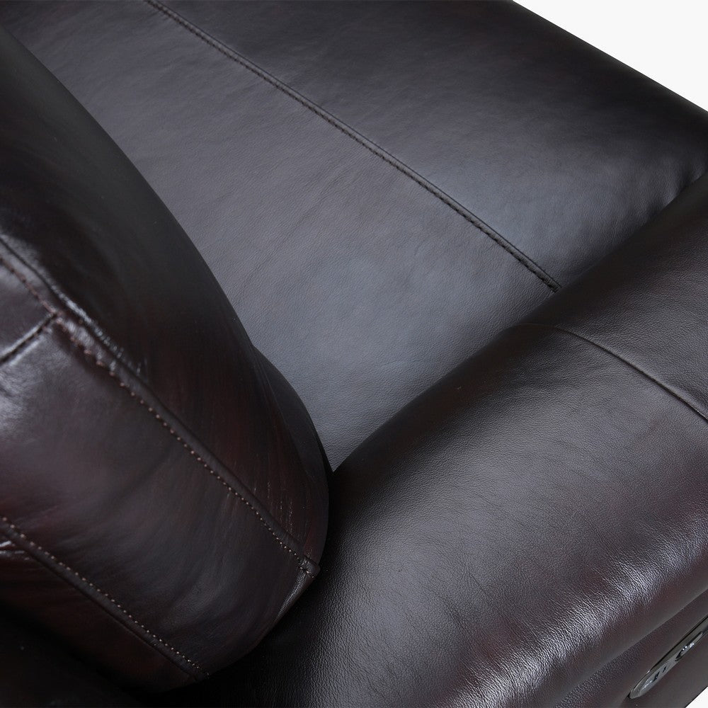 Lizen Power Recliner Loveseat | USB Port | Brown Leather | 65’’ BM339018