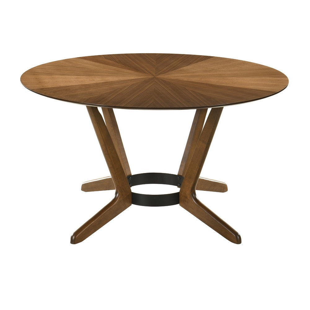 Alana Dining Table | Walnut Brown Rubberwood | Black Metal | 54’’ Round BM339022