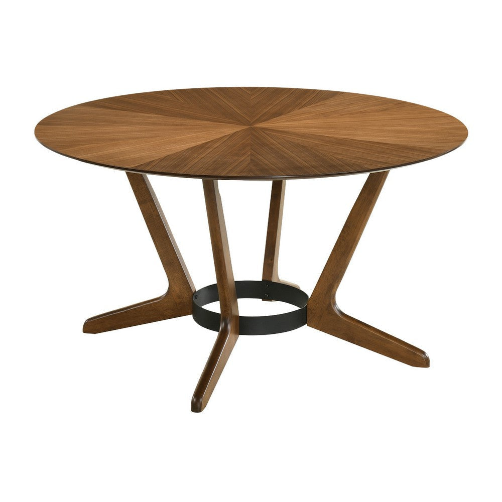 Alana Dining Table | Walnut Brown Rubberwood | Black Metal | 54’’ Round BM339022