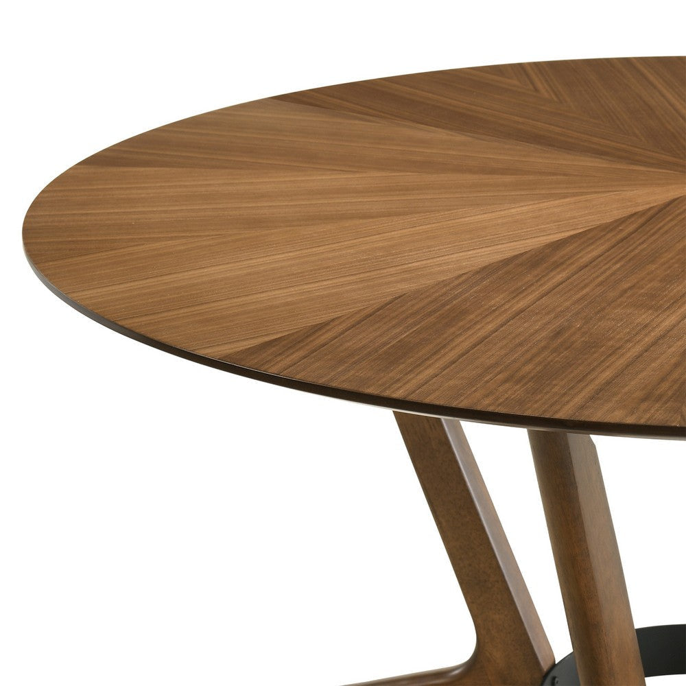 Alana Dining Table | Walnut Brown Rubberwood | Black Metal | 54’’ Round BM339022