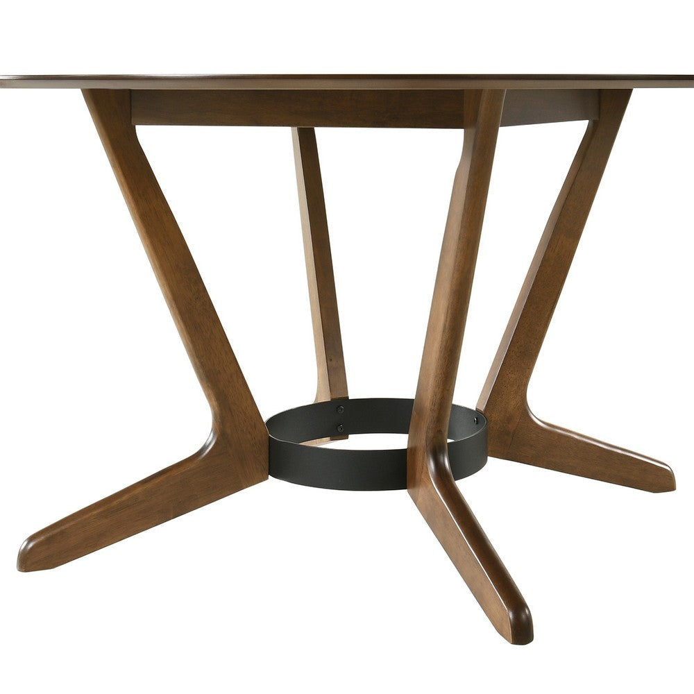 Alana Dining Table | Walnut Brown Rubberwood | Black Metal | 54’’ Round BM339022