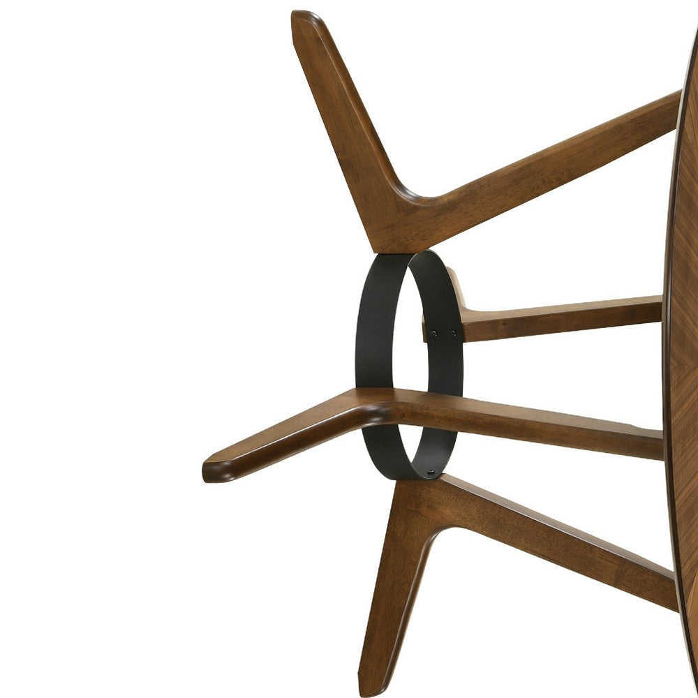 Alana Dining Table | Walnut Brown Rubberwood | Black Metal | 54’’ Round BM339022