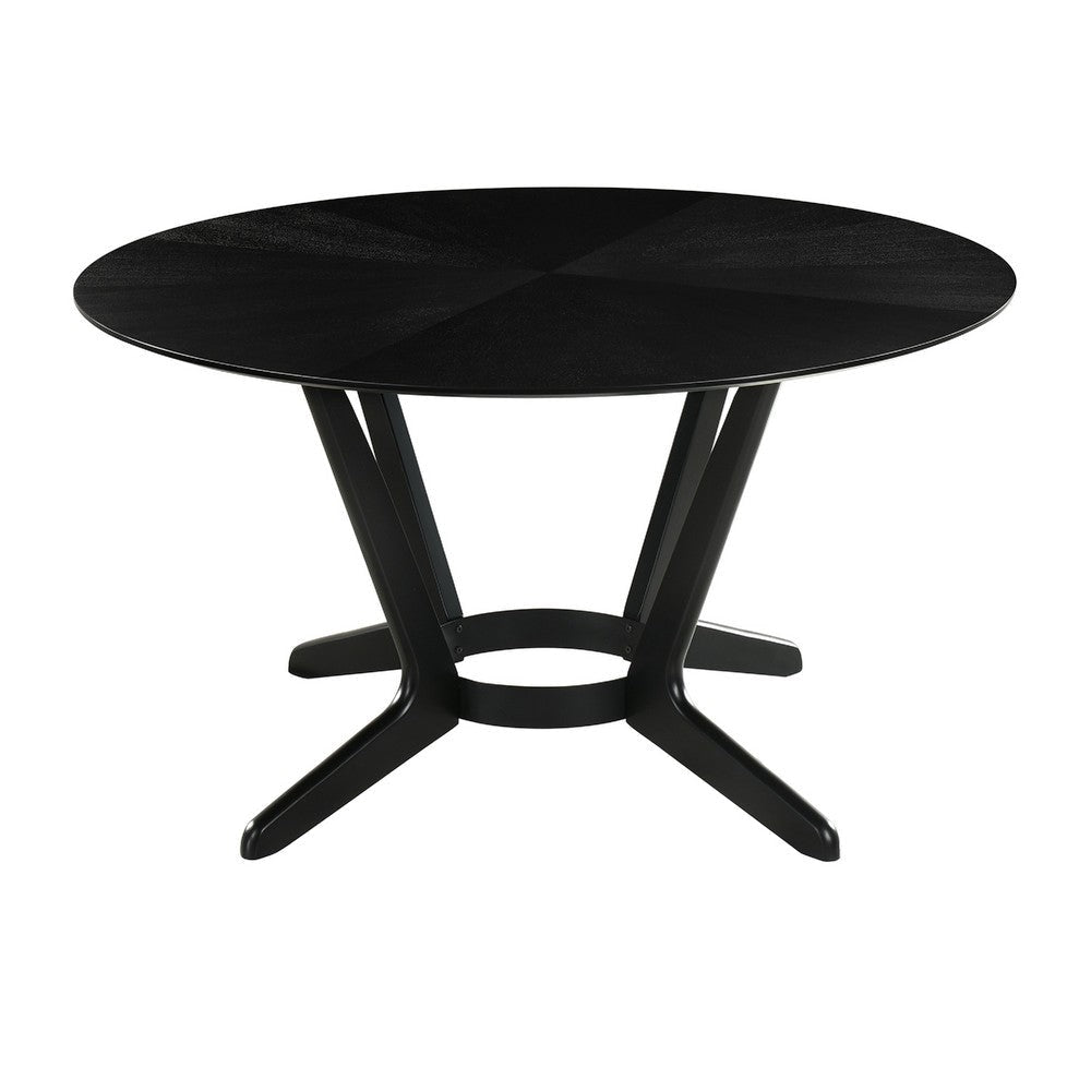 Alana Dining Table | Black Rubberwood | Metal | Round 54’’ Top BM339023