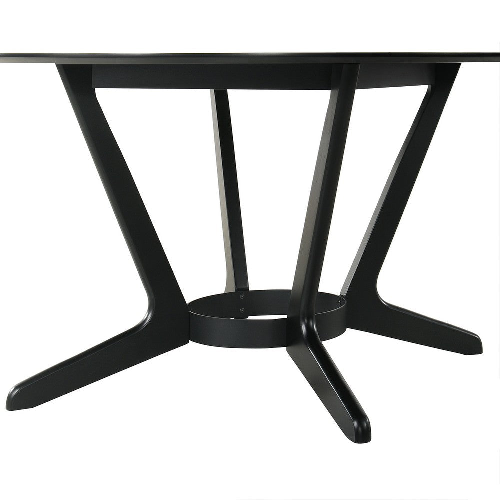 Alana Dining Table | Black Rubberwood | Metal | Round 54’’ Top BM339023