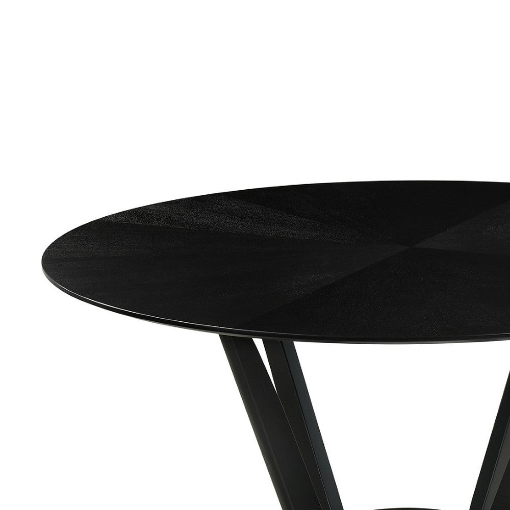 Alana Dining Table | Black Rubberwood | Metal | Round 54’’ Top BM339023