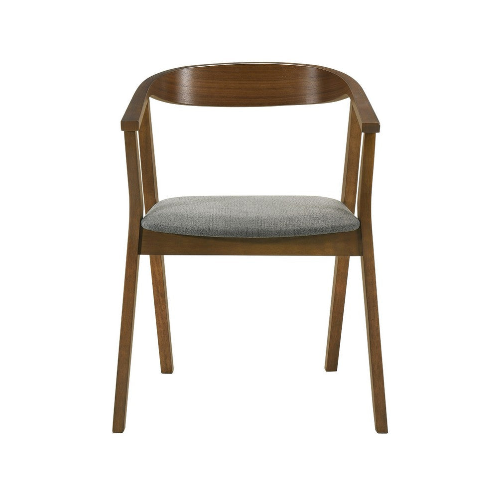 Alana Dining Chair Set of 2 | Walnut Brown Wood | Charcoal Gray Fabric