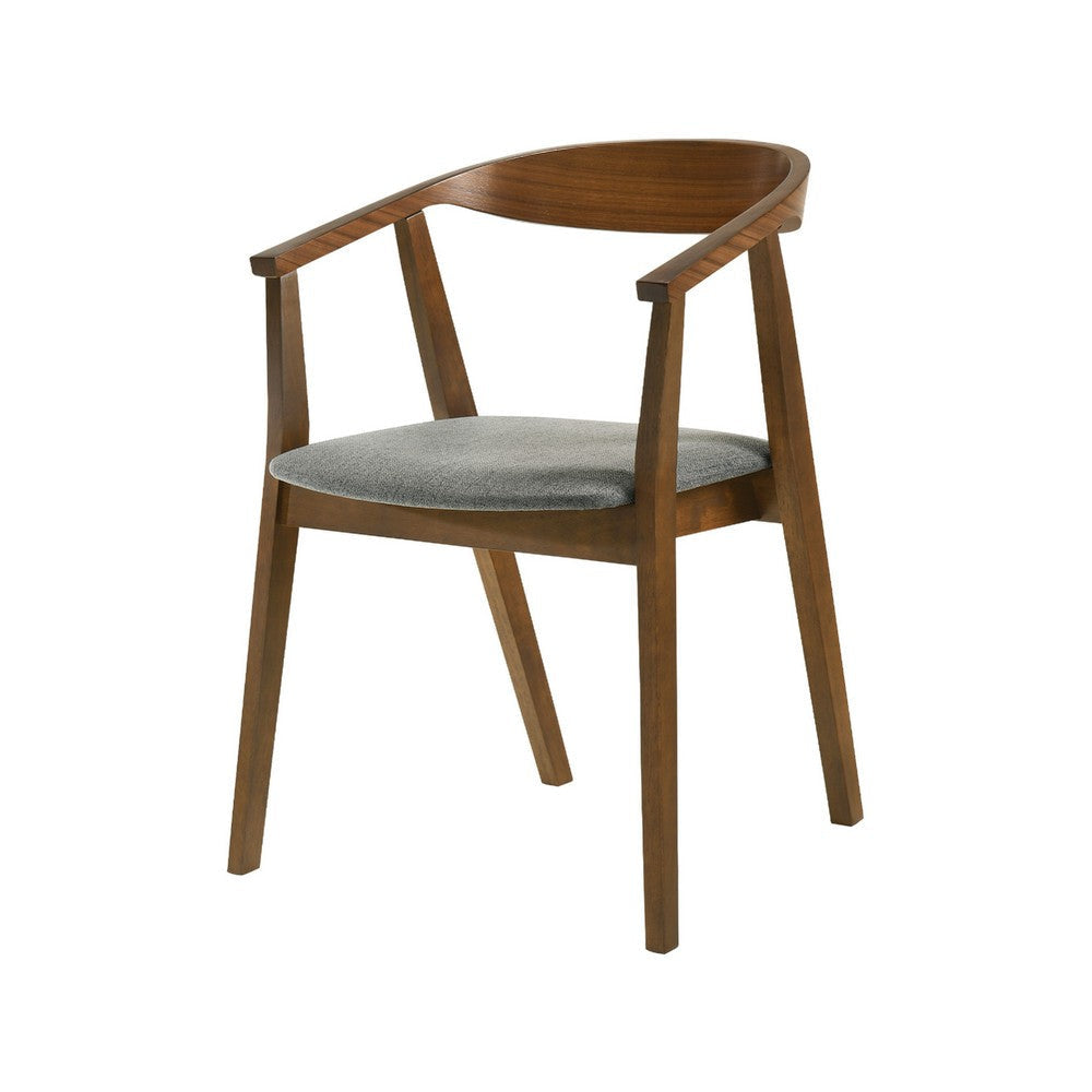Alana Dining Chair Set of 2 | Walnut Brown Wood | Charcoal Gray Fabric