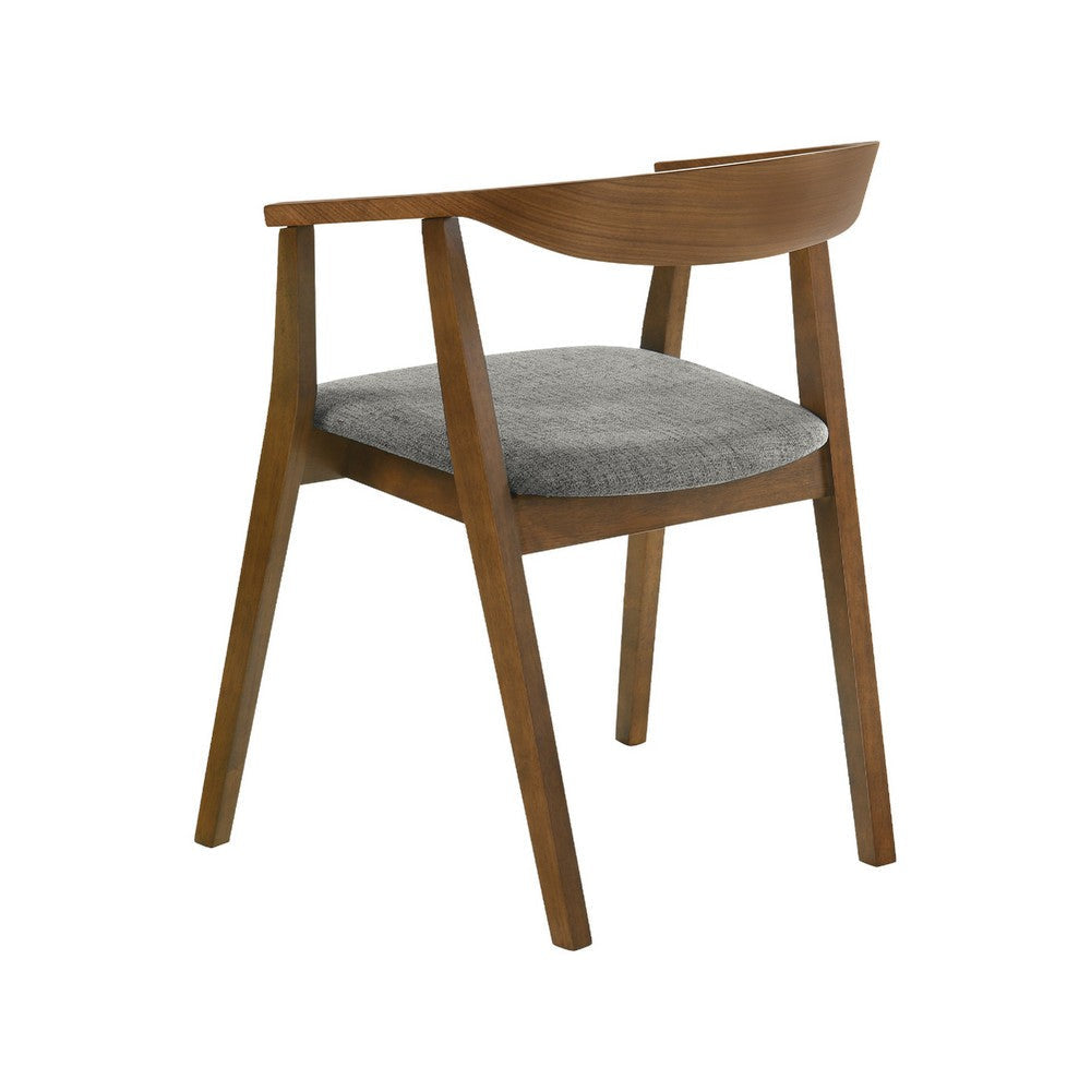 Alana Dining Chair Set of 2 | Walnut Brown Wood | Charcoal Gray Fabric