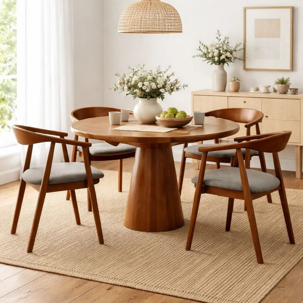 Alana Dining Chair Set of 2 | Walnut Brown Wood | Charcoal Gray Fabric