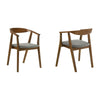 Alana Dining Chair Set of 2 | Walnut Brown Wood | Charcoal Gray Fabric