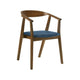 Alana Dining Chair Set of 2 | Walnut Brown Wood Frame | Blue Fabric